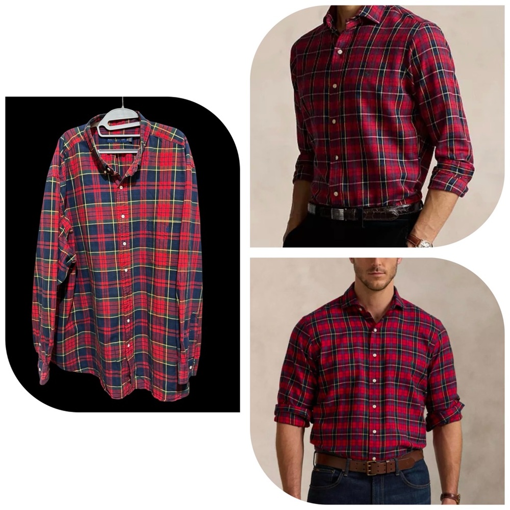 Ralph Lauren Long Sleeve Button Down Red/Blue Tartan Plaid 4XB